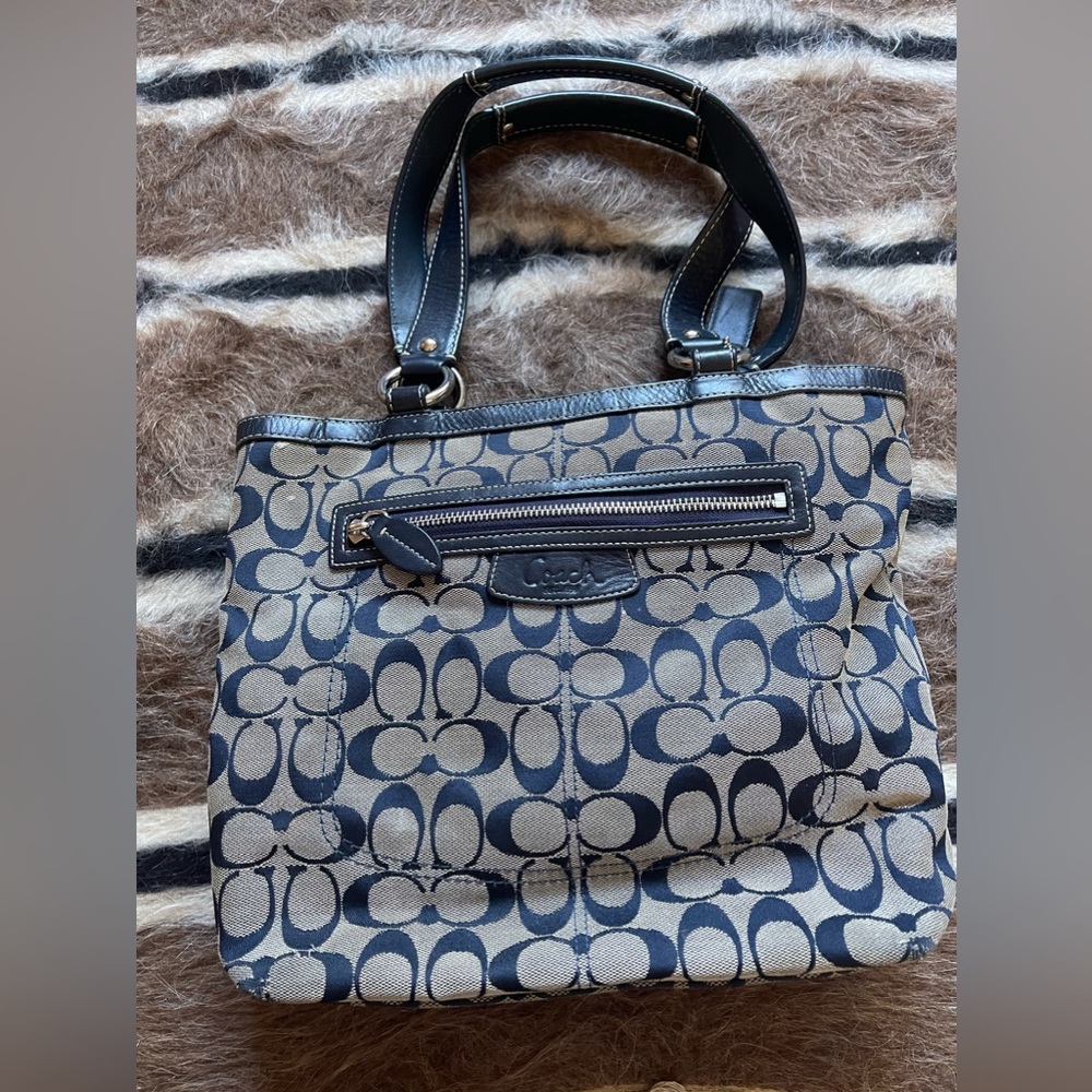 Gently used Coach bag from 2008 blue and tan colors